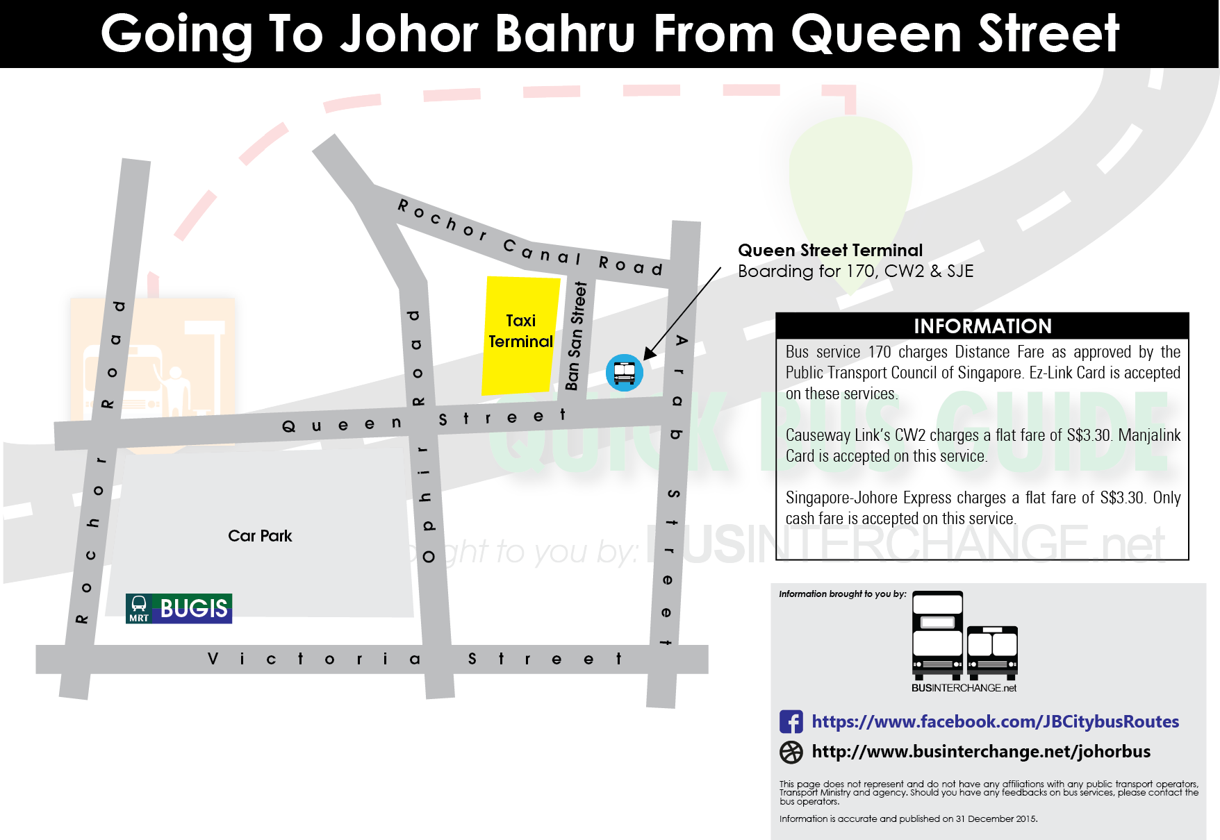 Boarding point for 170, CW2 and Singapore-Johore Express at Queen Street Terminal